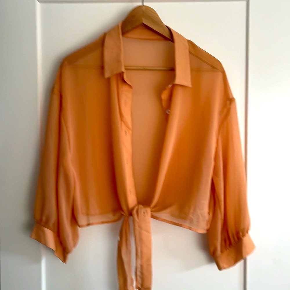 Resyla Women's Peach Tie-Front Blouse
